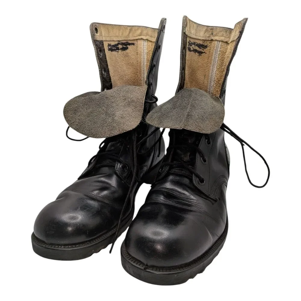 Genesco Mens 9N Black Leather Combat Vintage 1968 Military Work Boots Goth Punk